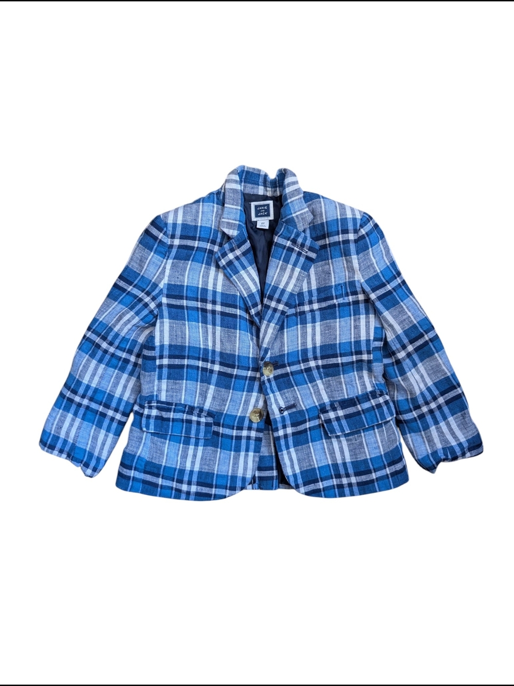 Childrens Blue Plaid Blazer Jacket - Classic Kids Coat
